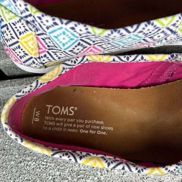 Toms Multicolored Slip On Flats Loafers Shoes Boho Hippie Size 8 - Picture 8 of 8